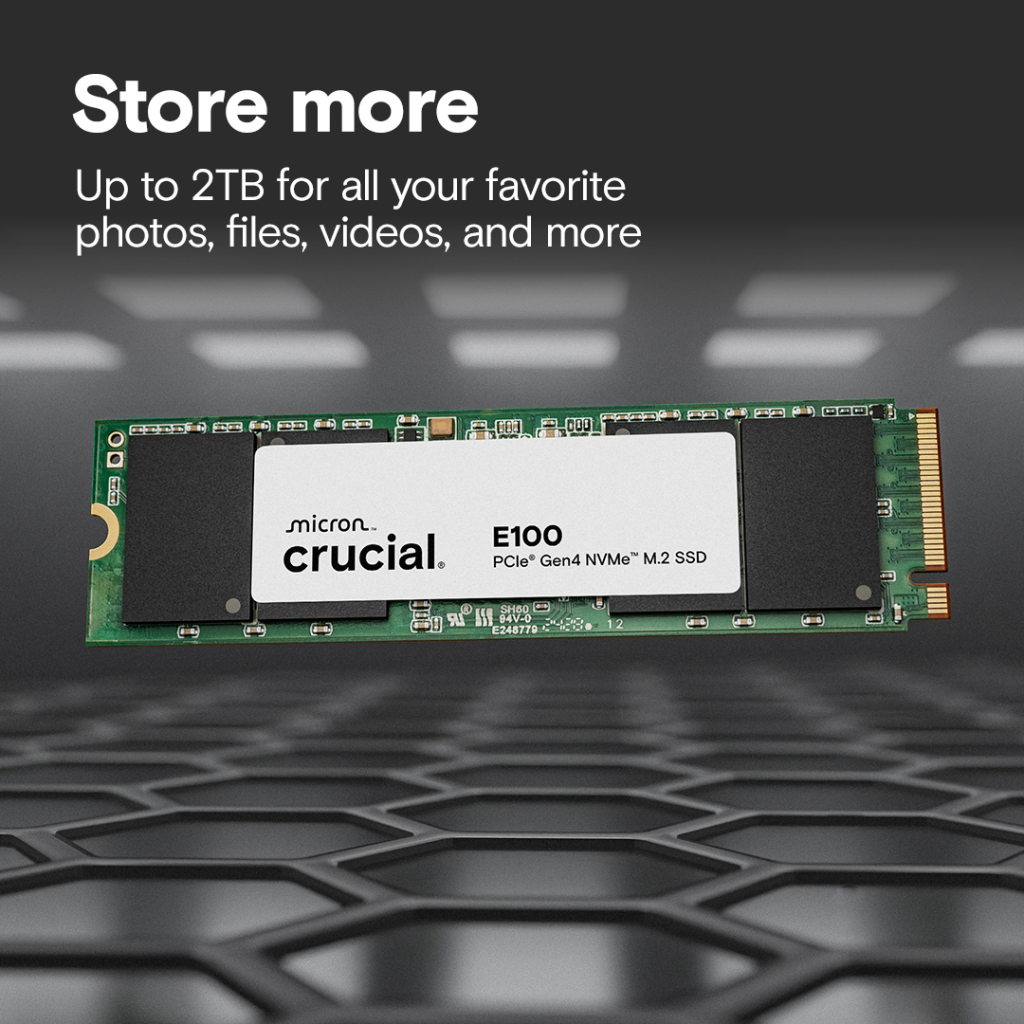 CRUCIAL CT480E100SSD8, E100, 480GB, 4700/2500, Gen4, NVME PCIe M.2 2280, SSD