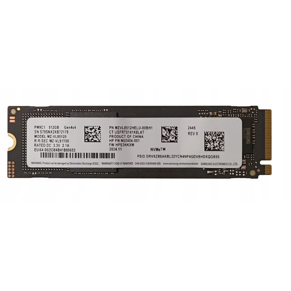 SAMSUNG PM9C1, MZ-VL8512HELU-00BH1, 512GB, 4950/2500, Gen4, NVMe PCIe M.2 2280 SSD (Bulk)