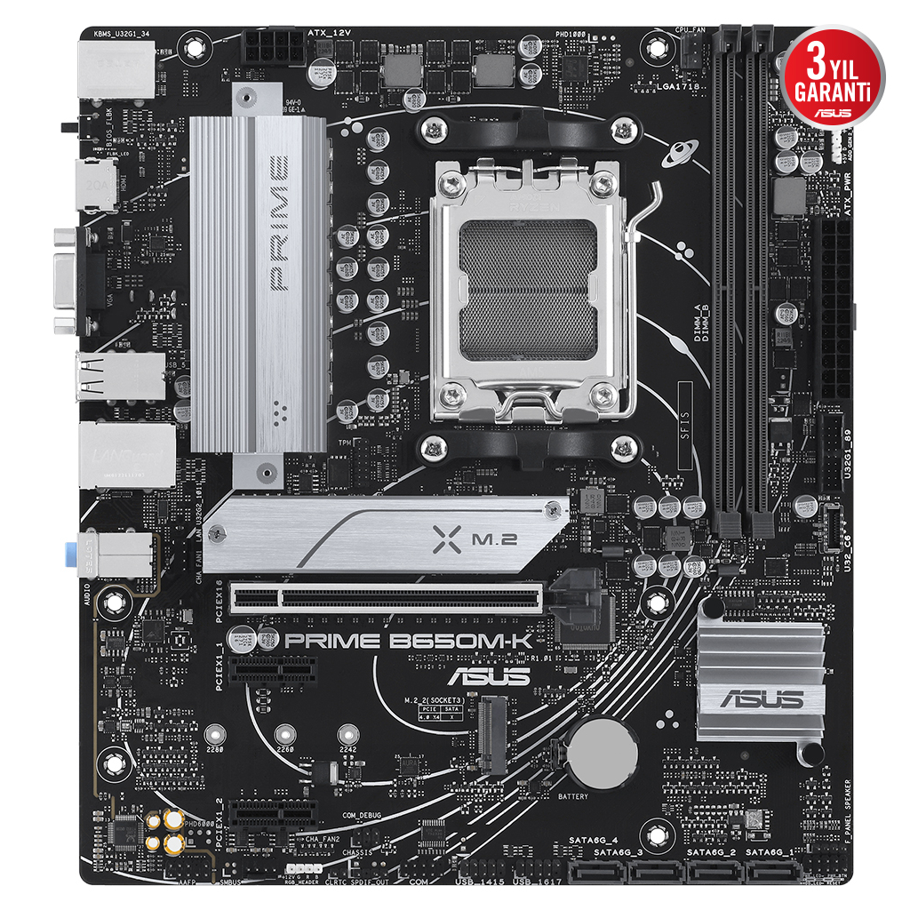ASUS PRIME B650M-K, 2xDDR5, 2x M.2, D-SUB, HDMI, AM5 Soket Anakart