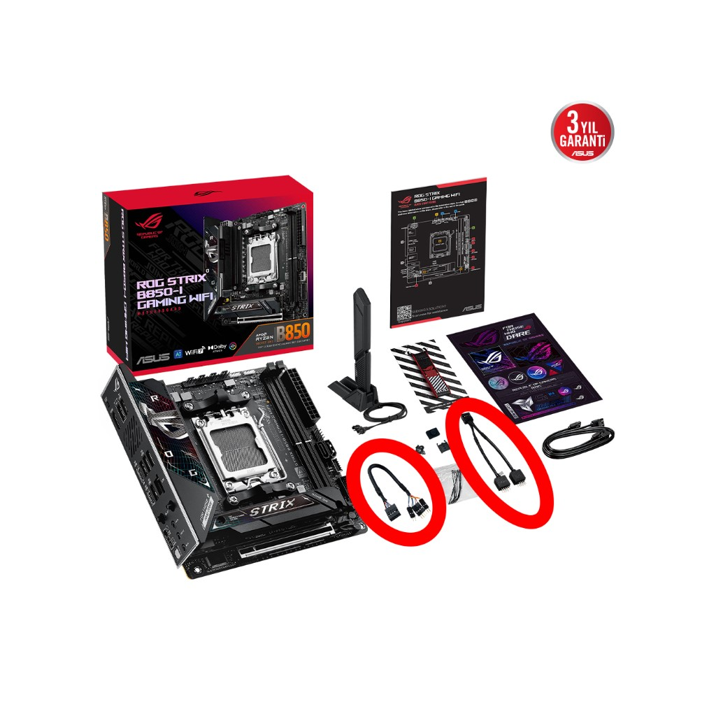 ASUS ROG STRIX B850-E GAMING WIFI, 4xDDR5, 5x M2, HDMI, DP, 2xType-C, Wi-Fi 7, Bluetooth v5.4, AM5 Soket GAMING Anakart