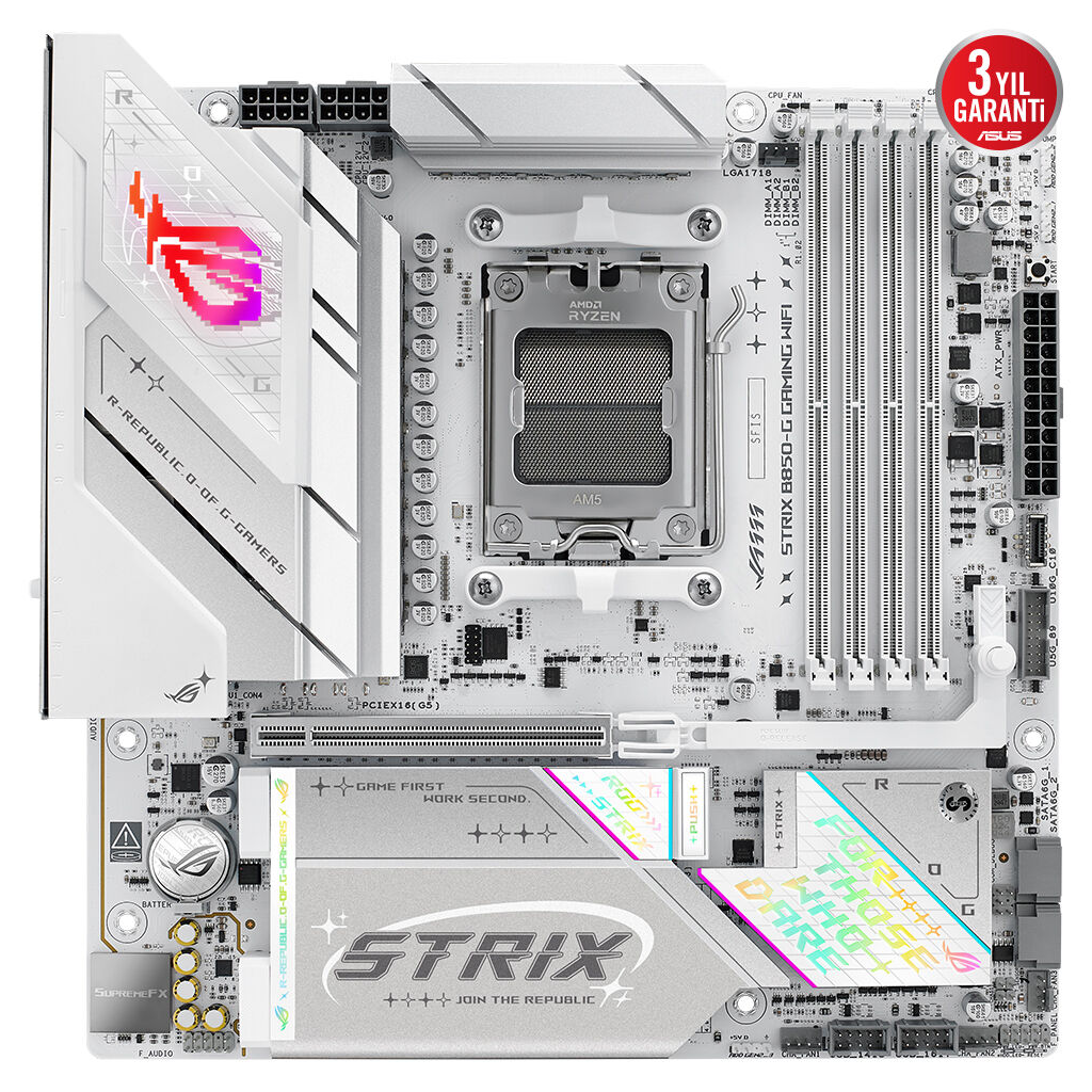 ASUS ROG STRIX B850-G GAMING WIFI, 4xDDR5, 4x M2, HDMI, DP, 2xType-C, Wi-Fi 7, Bluetooth v5.4, AM5 Soket GAMING Anakart