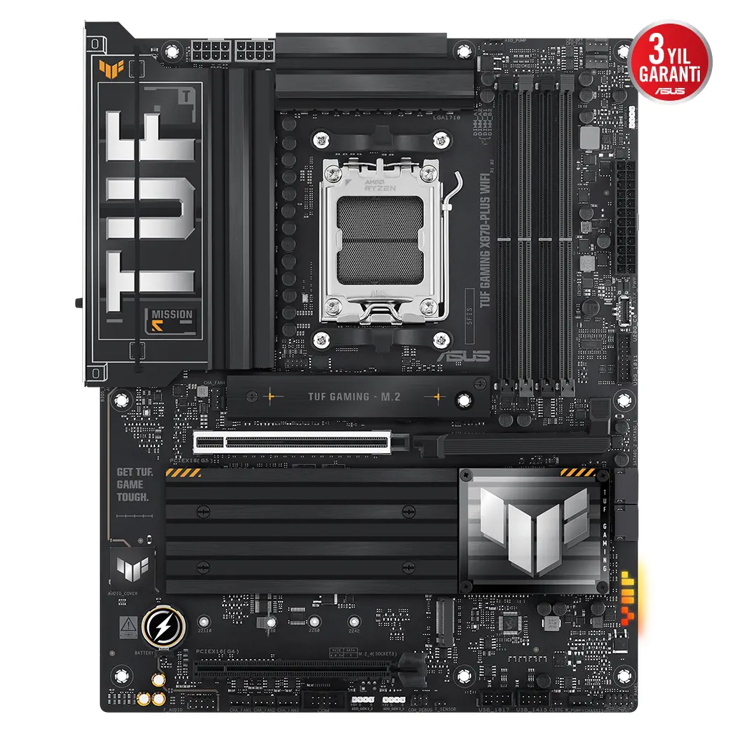 ASUS TUF GAMING X870-PLUS WIFI, 4xDDR5, 4xM.2, HDMI, DP, Type-C, Wi-Fi 7, Bluetooth v5.4, AM5 Soket GAMING Anakart
