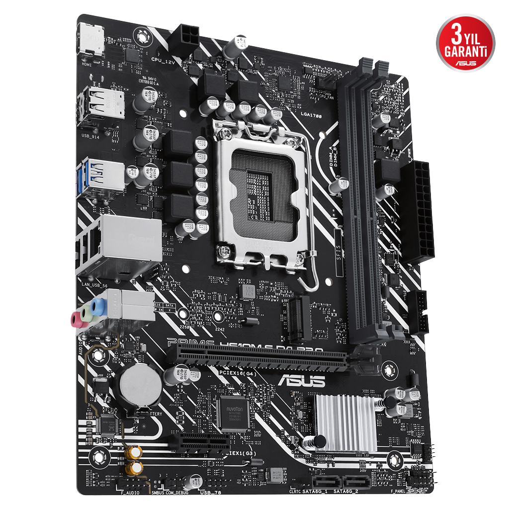ASUS PRIME H610M-F D4 R2.0-SI, 2xDDR4, M.2, HDMI, 12-13.14.Nesil, LGA1700 Soket, Anakart (Bulk)