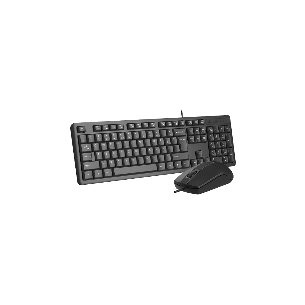 A4 TECH KR-3330S, Siyah, USB Kablolu, Türkçe Q, Multimedya, Klavye Mouse Set
