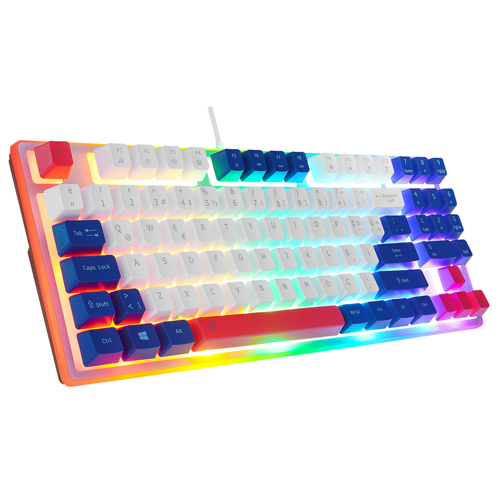 ACER eMachines, EAK216, Beyaz, USB Kablolu, Rainbow Backlight, Membran Renkli Tuşlar, Türkçe Q, 90 Tuşlu, Gaming Klavye