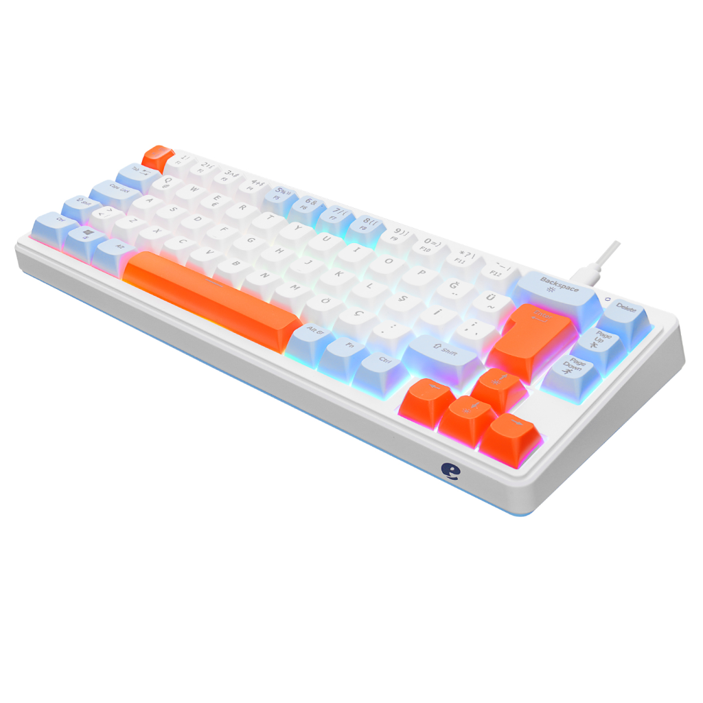ACER eMachines, EAK810, Beyaz, USB Kablolu, Rainbow Backlight, Membran Renkli Tuşlar, Türkçe Q, 68 Tuşlu, Gaming Klavye