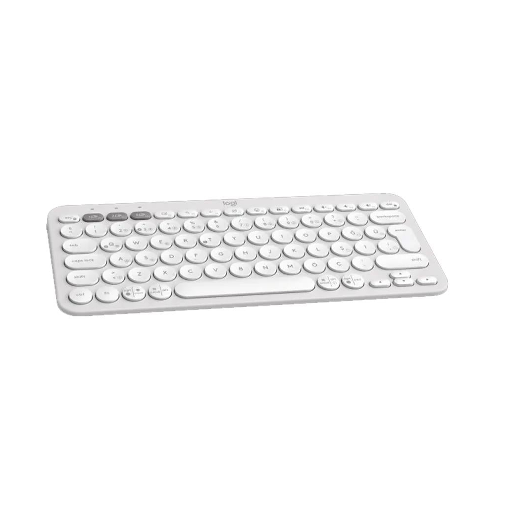 LOGITECH K380S, Pebble Keys 2,  Beyaz, 920-011860, Bluetooth, Türkçe, Q, Multimedya, Mini Klavye