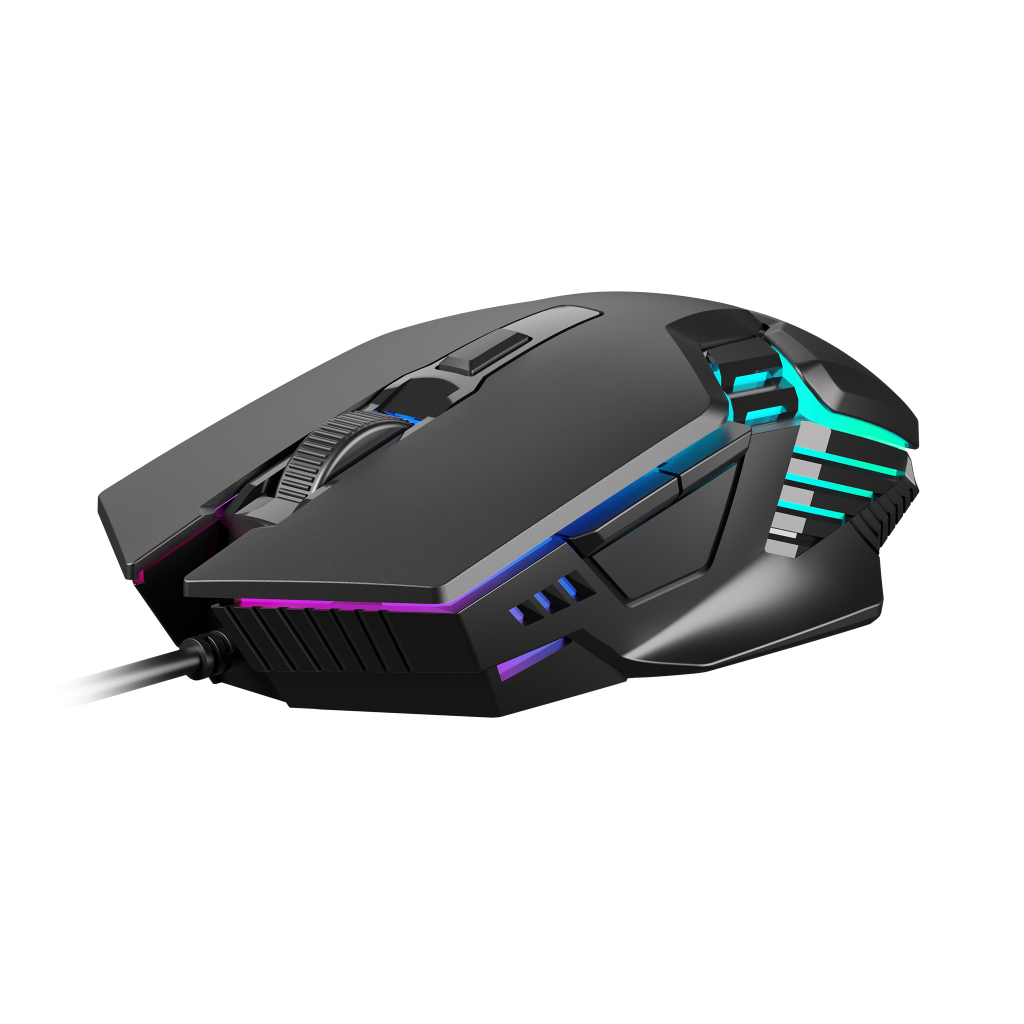 GAMDIAS AURA GS4, Çok Renkli Aydınlatma,  USB Kablolu, 6 Tuşlu, Gaming Mouse, 3.600 DPI, Siyah
