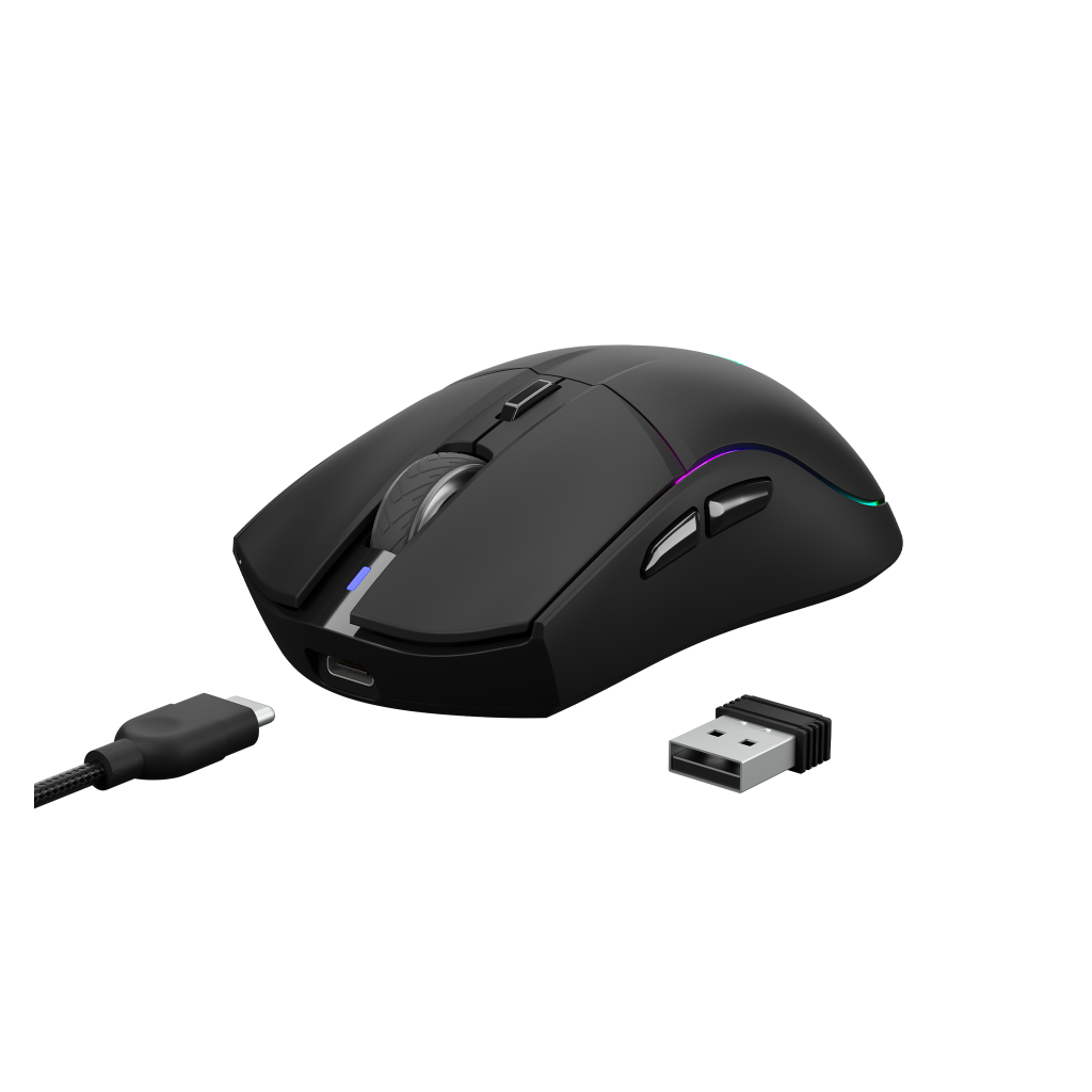 GAMDIAS HADES M3, RGB Aydınlatma, 2.4Ghz ve Bluetooth Kablosuz, 7 Tuşlu, Şarj Edilebilir, Type-C, Gaming Mouse, 10.000 DPI, Siyah