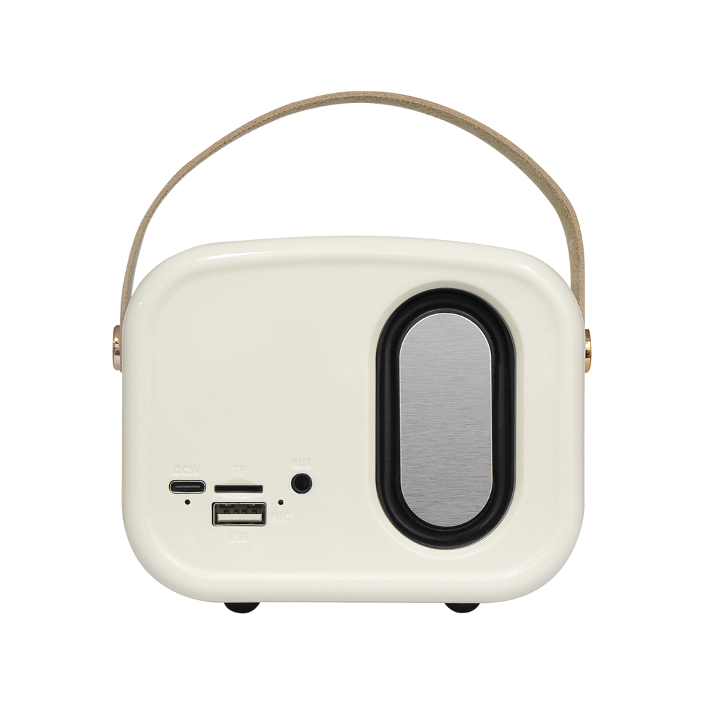 MIKADO MD-24BT, Echoes, Beyaz, 3W, Taşınabilir, USB/TF Kart/Bluetooth, 800mAh, Klasik Retro Müzik Kutusu