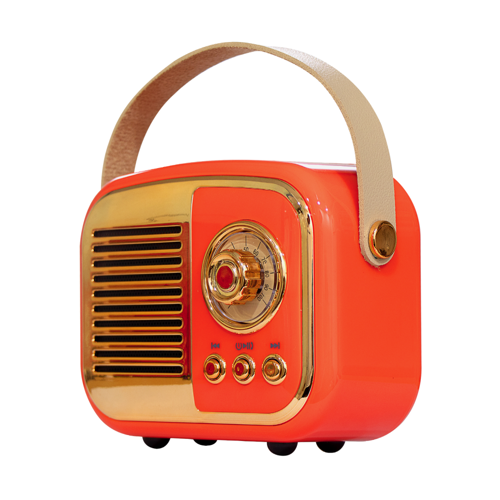 MIKADO MD-24BT, Echoes, Turuncu, 3W, Taşınabilir, USB/TF Kart/Bluetooth, 800mAh, Klasik Retro Müzik Kutusu