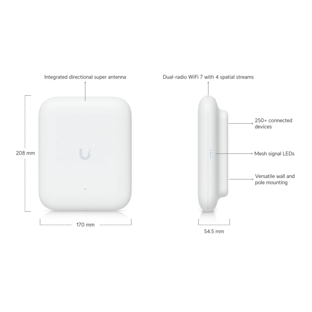 UBIQUITI UAP-U7-PRO-Outdoor, UniFi, Triple Band, 5765Mbps, Wifi6, Tavan Tipi, Access Point (Poe Adaptör Çıkmaz)