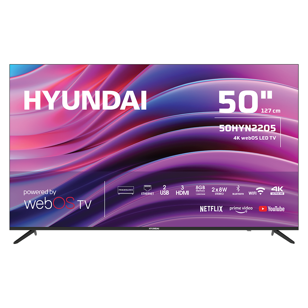 HYUNDAI 50HYN2205, 50" 127cm, 4K Ultra HD, Dahili Wi-Fi, Dahili Uydu Alıcılı, Smart Led Televizyon