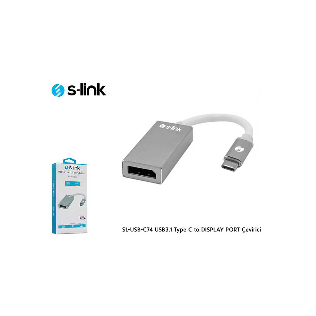 S-LINK SL-USB-C74, Type-C to DISPLAY PORT (DP) Metal, Çevirici