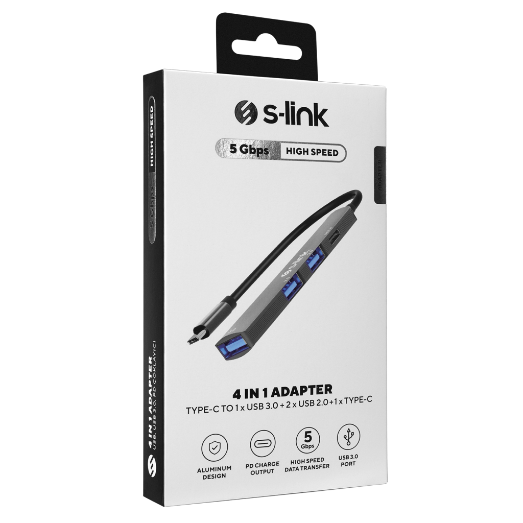 S-LINK SWV-USBC023, Type-C to 2xUSB 2.0, 1xUSB 3.0, 1xType-C Metal, USB HUB