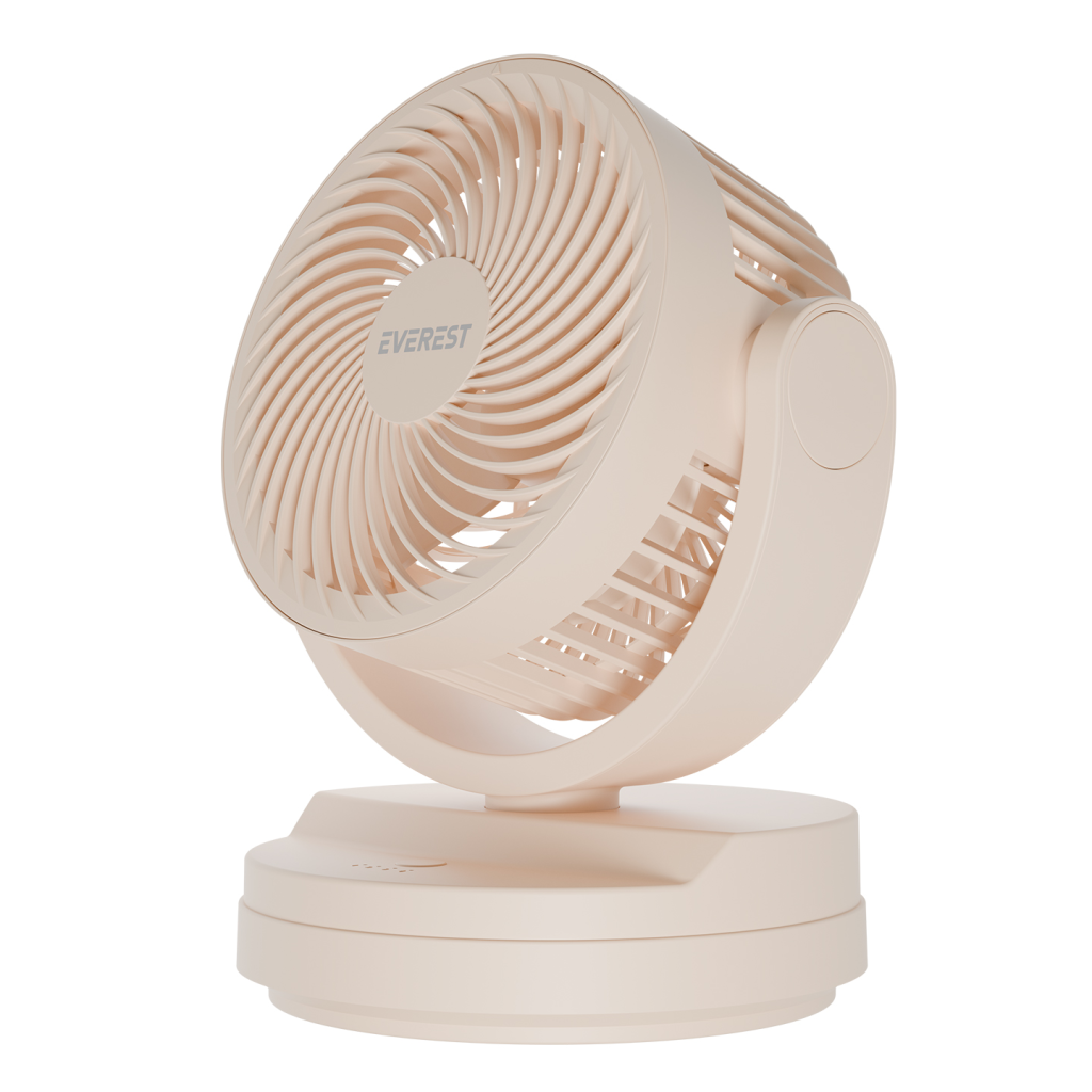 EVEREST EFN-509, KREM, 3 Kademeli Hız, 17,5cm 3 Kanat Pervane ve Çerçeve, Masaüstü, USB Vantilatör