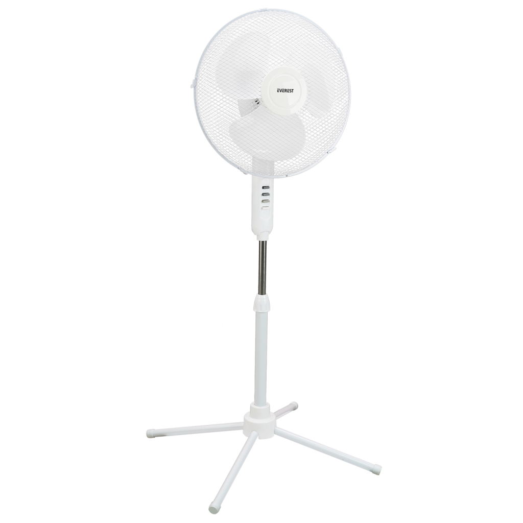 EVEREST FAN10, BEYAZ, EcoWind, 3 Kademeli Hız, 40cm 3 Kanat Pervane ve Çerçeve, 45W, Otomatik Salınım, Yükseklik Ayarlı Vantilatör