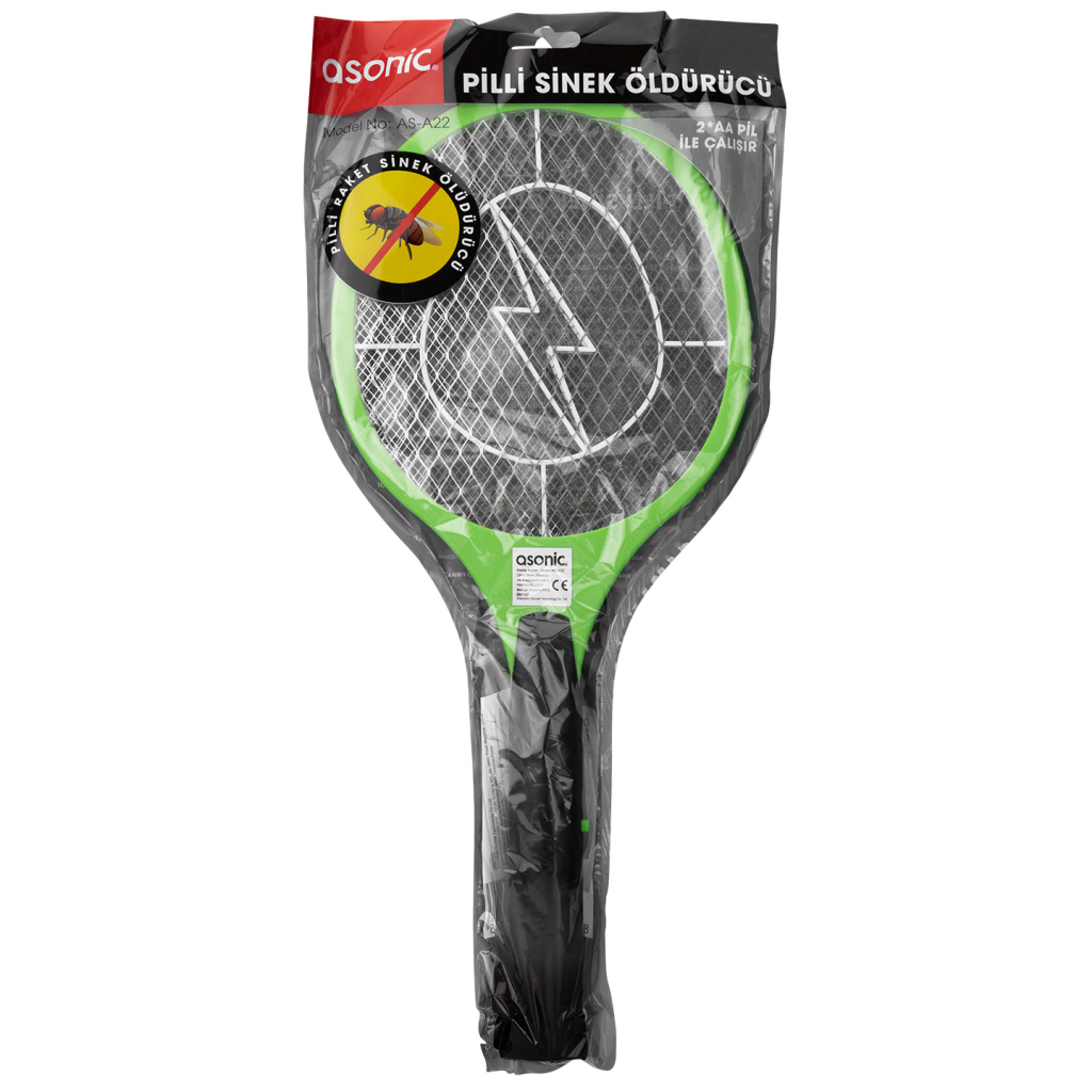 ASONIC AS-A22, Yeşil, 2000V, Raket Tipi, Kalem Pilli, Sinek Öldürücü